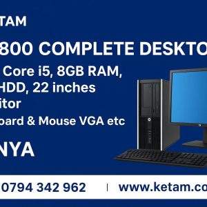 HP 800 Complete Desktop – Intel Core i5, 4th Gen, 8GB RAM, 1TB HDD, 22-inch Monitor + Keyboard & Mouse | KETAM Kenya