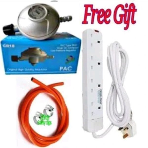 Power King 4-Way Extension Socket with 2M Cable + 6KG Gas Regulator + Clips + Pipe | KETAM Kenya - Image 2