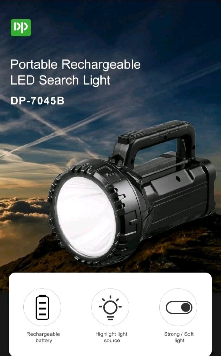 DP Long-Range Rechargeable LED Torch – 70W | Powerful Outdoor Lighting in Kenya - Image 2