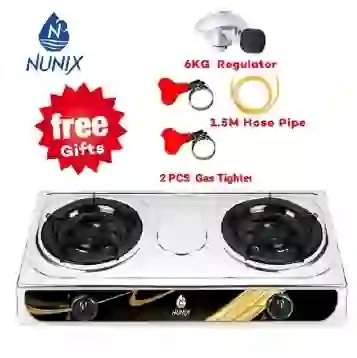 Nunix Table Top Gas Cooker SC001/SC002 Stainless Steel + FREE Hose Pipe, 6kg Gas Regulator & 2 Gas Tighteners – KETAM Kenya - Image 2