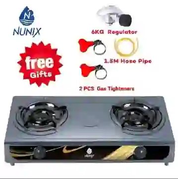 Nunix Table Top Gas Cooker Stainless Steel + FREE Hose Pipe, 6kg Gas Regulator & 2 Gas Tighteners – KETAM Kenya