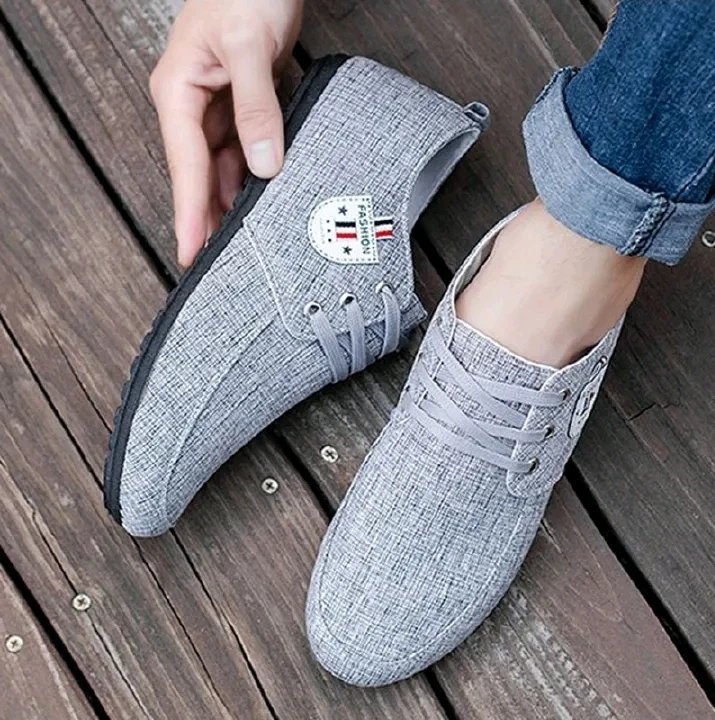 ASSKLO men's shoes bean Shoes canvas shoes soft soled Man Sneakers Sports Casual Flat Loafers rubber flats shoe slip on feet lazy shoes youth trendy shoesrunning shoes sole Breathable lightweigh Grey