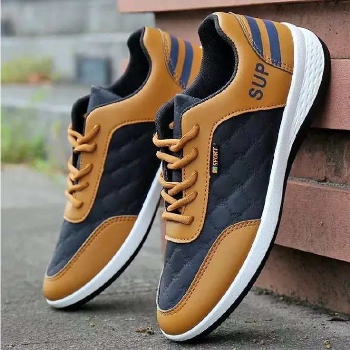 FEELING New Trendy Casual Sneakers - Flat Shoes, PU Leather, Student Running Shoes, Men Shoes.