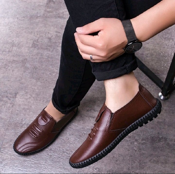 PU Business Men’s Casual Loafers – Brown Slip-Ons for Work, Driving & Parties - Image 3