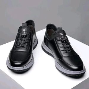 Baldur Men’s Artificial Leather Business Casual Shoes – Anti-Slip, Wear-Resistant, Stylish & Comfortable (Black)