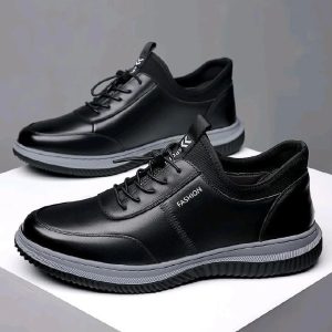 Baldur Men’s Artificial Leather Business Casual Shoes – Anti-Slip, Wear-Resistant, Stylish & Comfortable (Black)